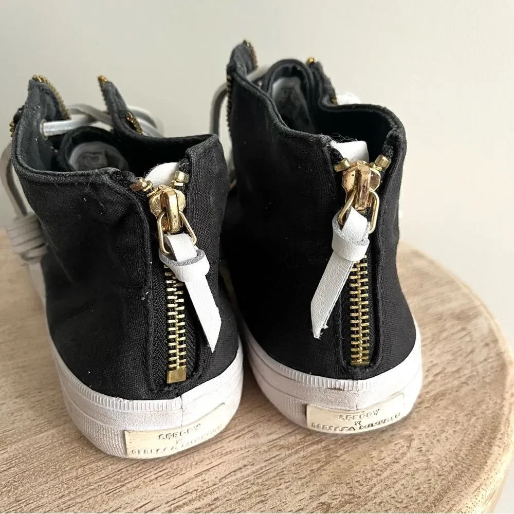 Sperry Collab Rebecca Minkoff High Top Lace Up Zipper Sneakers Black, 8 NWOB